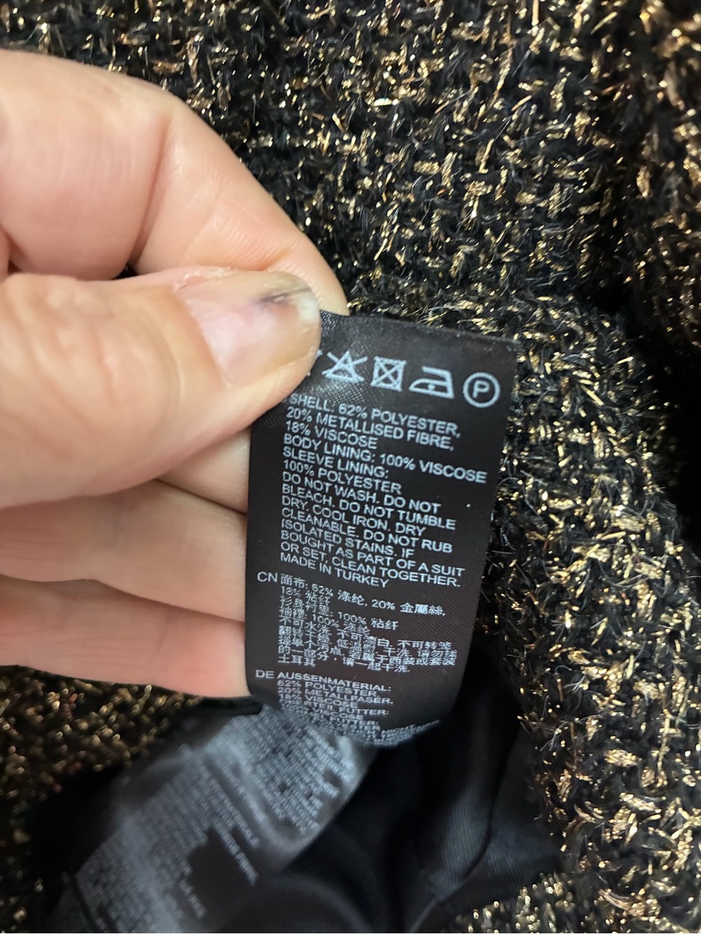 Reiss NWT Textured Tweed Lady Jacket with Silver Buttons - Picture 6 of 6